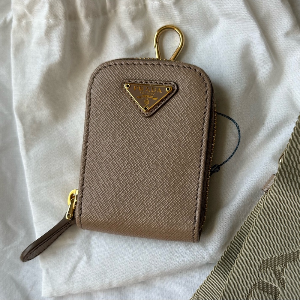 Prada Taupe Saffiano Leather Chain Shoulder Bag with Gold Hardware - Picture 11 of 13